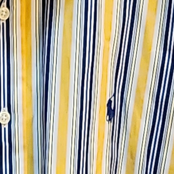 RALPH LAUREN Stanton Classic Fit Yellow Blue Stripe Button Down Shirt - XL - Picture 3 of 4